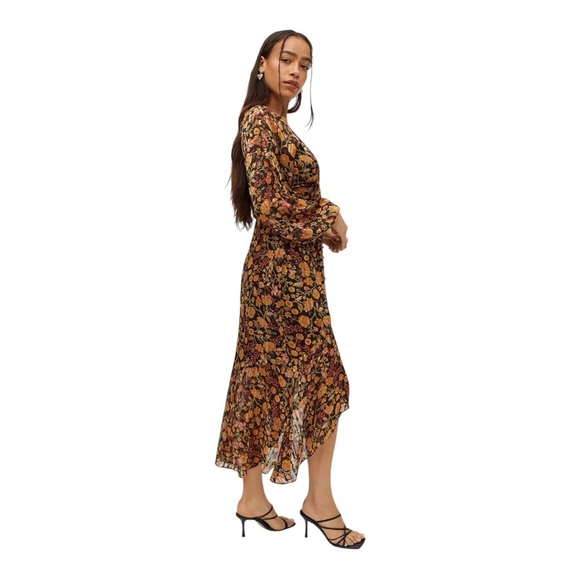 MINKPINK Feeling Bold Mido Dress Black Red Gold High Low Party Sz S Long Sleeve - Picture 2 of 12